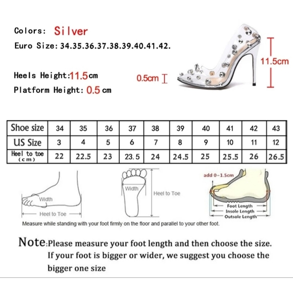 4/5 HP 🥳 PVC Silver Rhinestone Rivet Stilettos 💎 - Picture 6 of 11